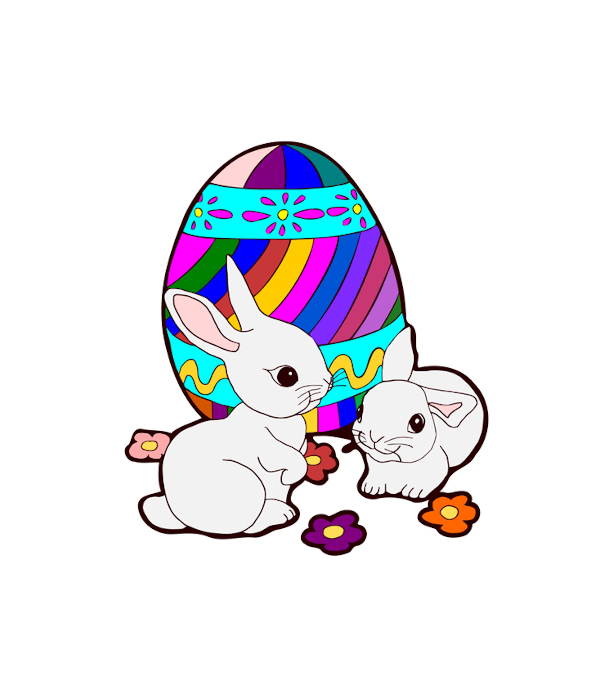 Easter Bunnies with Egg svg/dxf/png/pdf/eps vector files for layered vinyl/cricut/silhouette/laser cutter