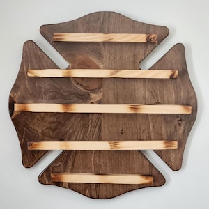 Walnut stain Maltese cross challenge coin holder