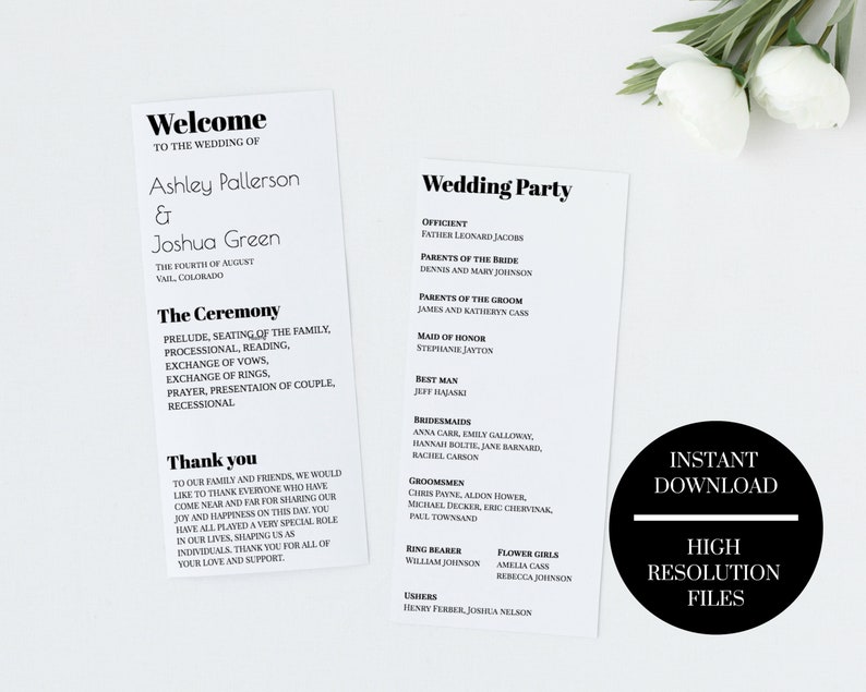 Easy Edit Wedding Program Wedding Program Template Etsy