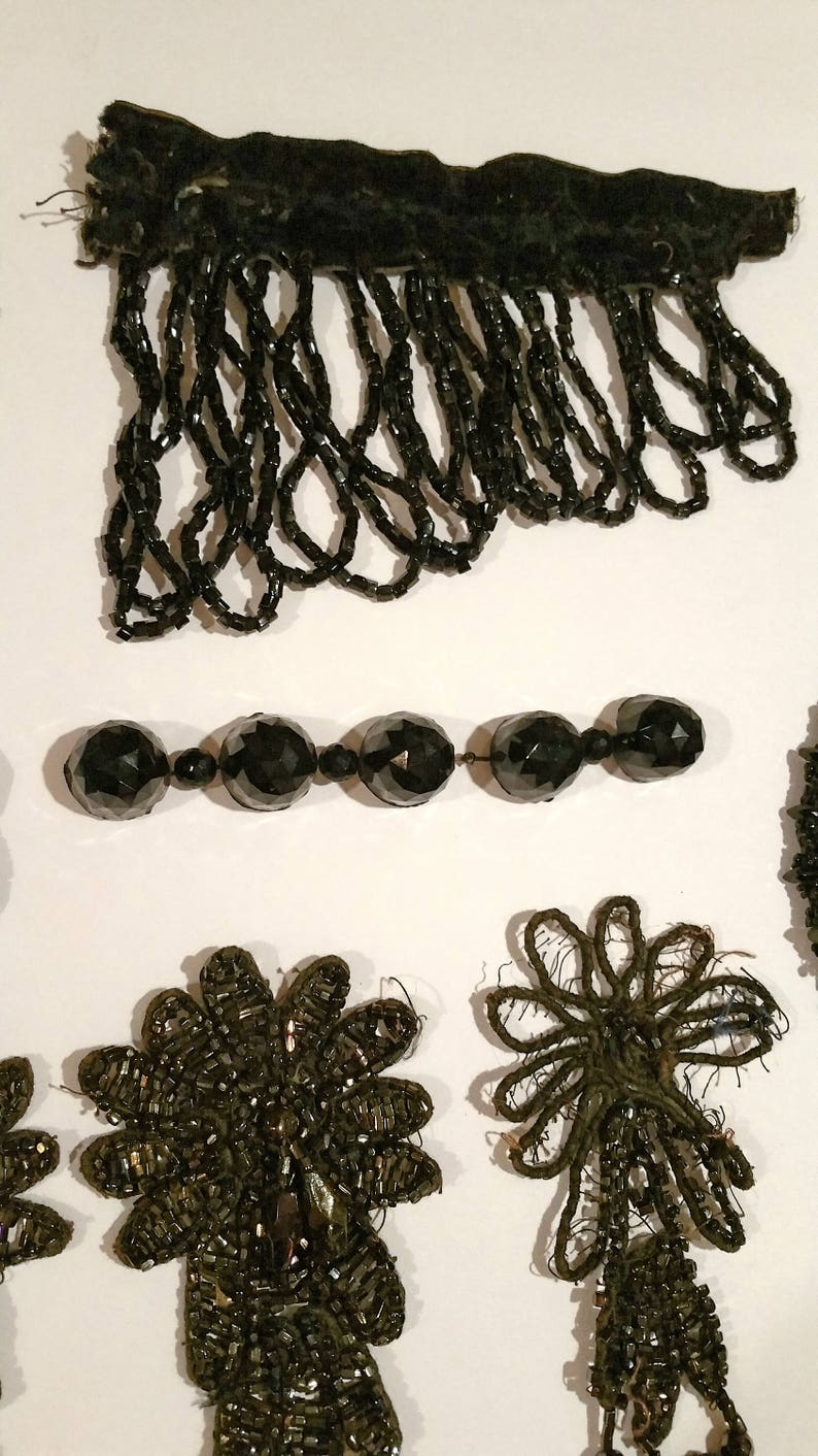 Antique Victorian Beaded Appliqué Collection Mourning Jewelry Etsy