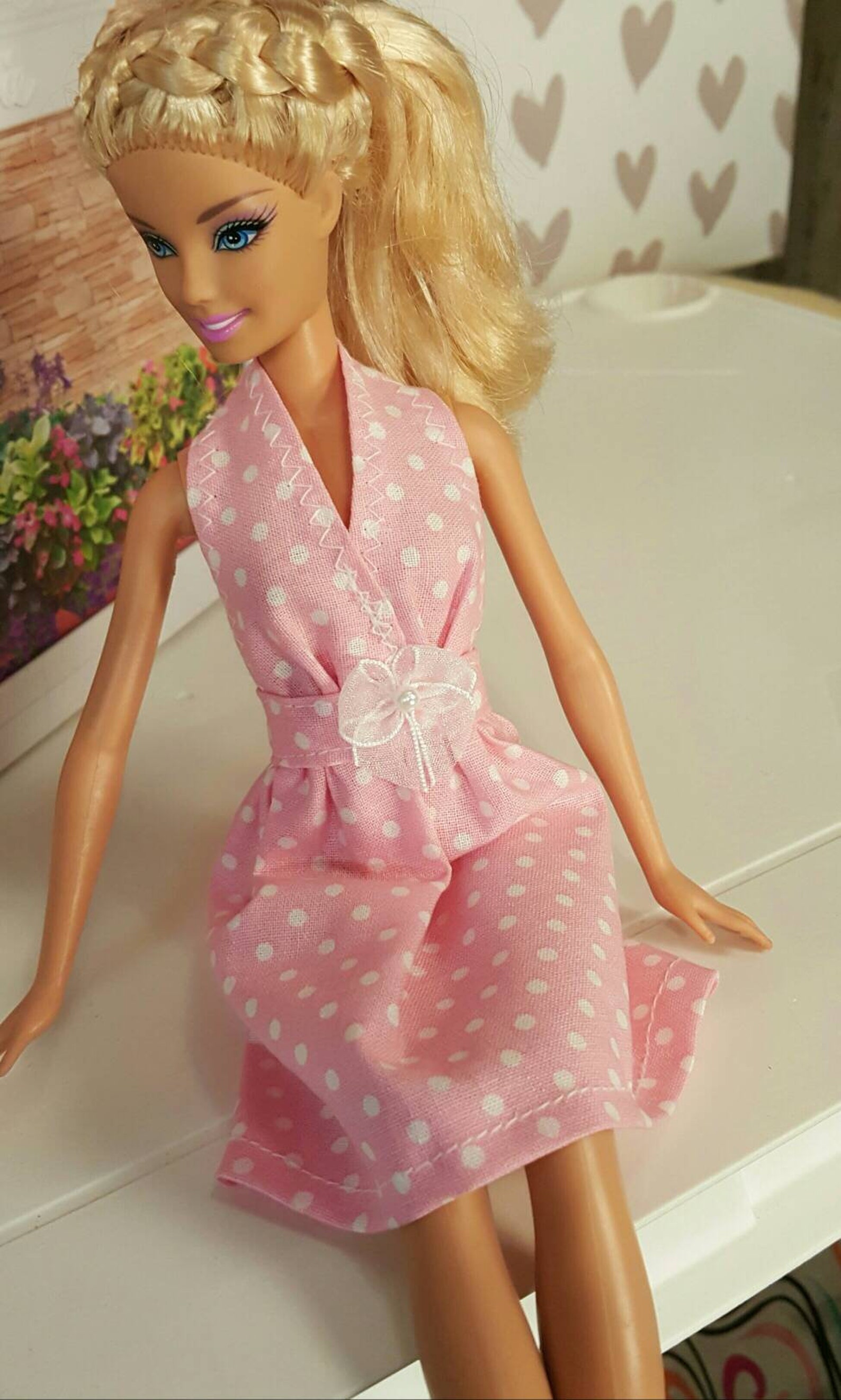 Barbie Fashion Doll Dress Pink Polka Dot Dress Bridesmaid Etsy 