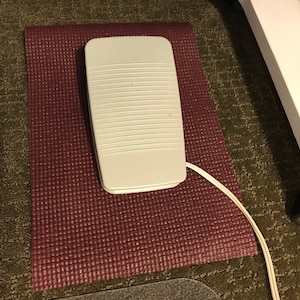 2 Burgundy, Foot Pedal mats, great for sewing machines and other machines using foot pedals, copyright 2018, 8 in. width x 11 in. length