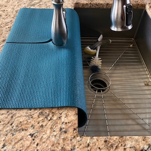 Dark Teal, FAUCET SPLASH GUARD, Drip Catcher, Sink Edge Protector, Granite and Countertop Chip Protector, 17 in W x 23 in L, patent approved