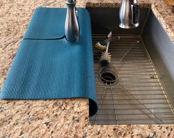 Dark Teal, FAUCET SPLASH GUARD, Drip Catcher, Sink Edge Protector, Granite and Countertop Chip Protector, 17 in W x 23 in L, patent approved