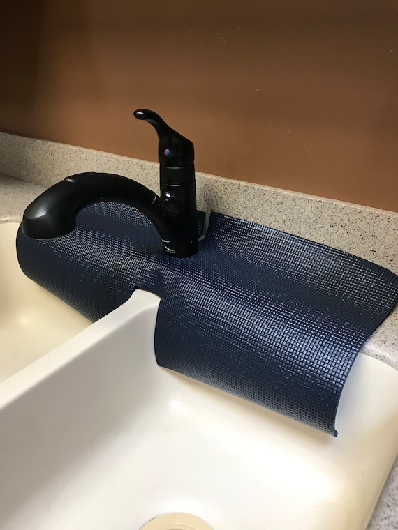 Double Sink FAUCET SPLASH GUARD, Drip Catcher, Protect Countertop from Water Damage and Chipping, 24 in length, Colors Vary, patent approved