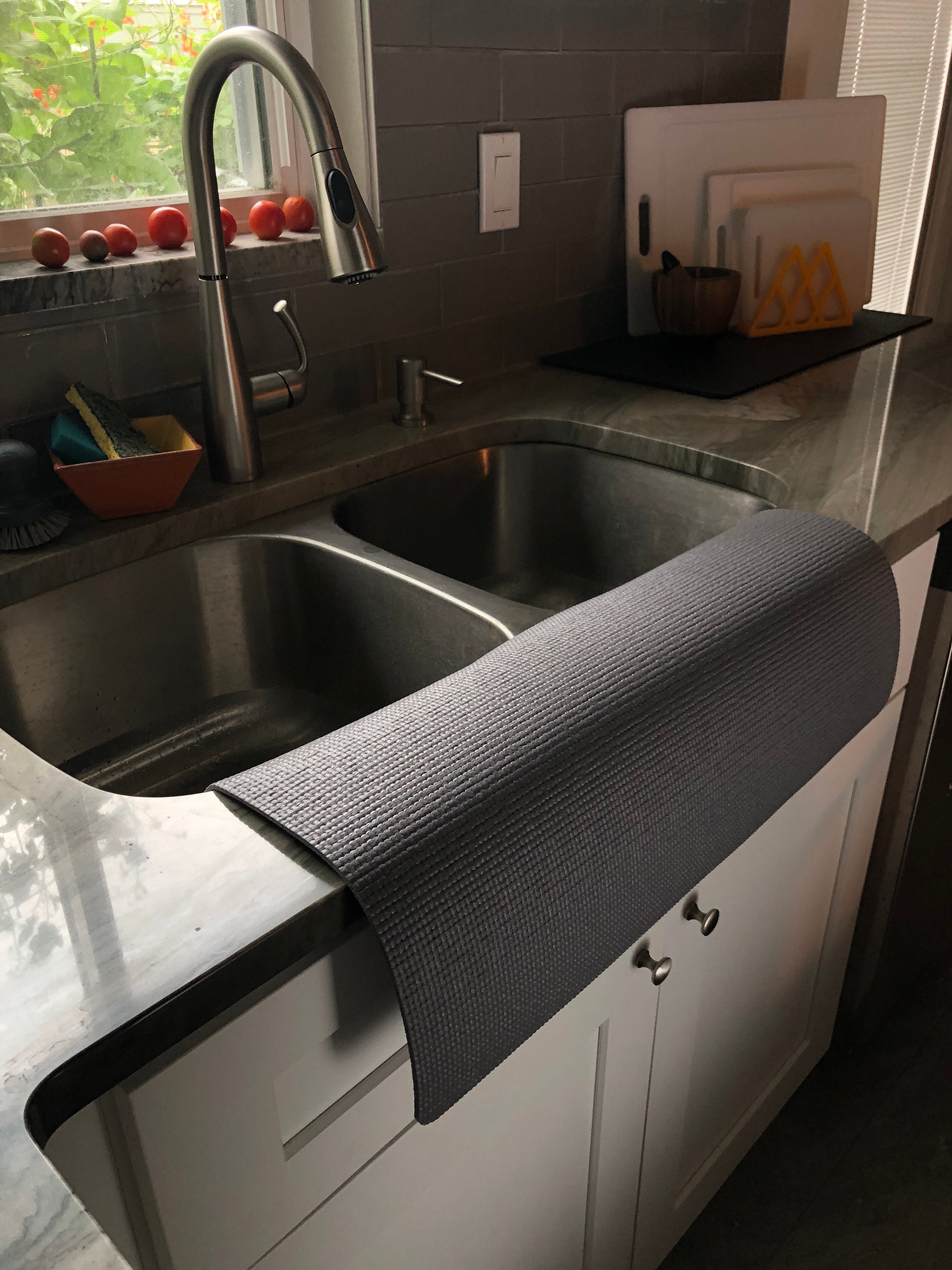 Gray Double SINK EDGE GUARD, Kitchen, Splash Countertop Protector, Protects  Granite From Chipping, 17 in W X 23 in L, Patent Approved 