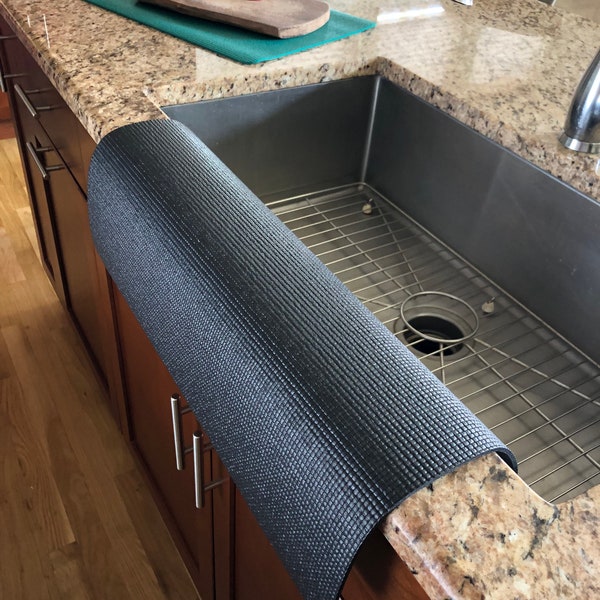 Black Kitchen SINK EDGE GUARD, Protects Granite From Chipping, Countertop Mat, Drip Catcher, Water Splash Guard, 13.5 in (W) x 23 in (L)