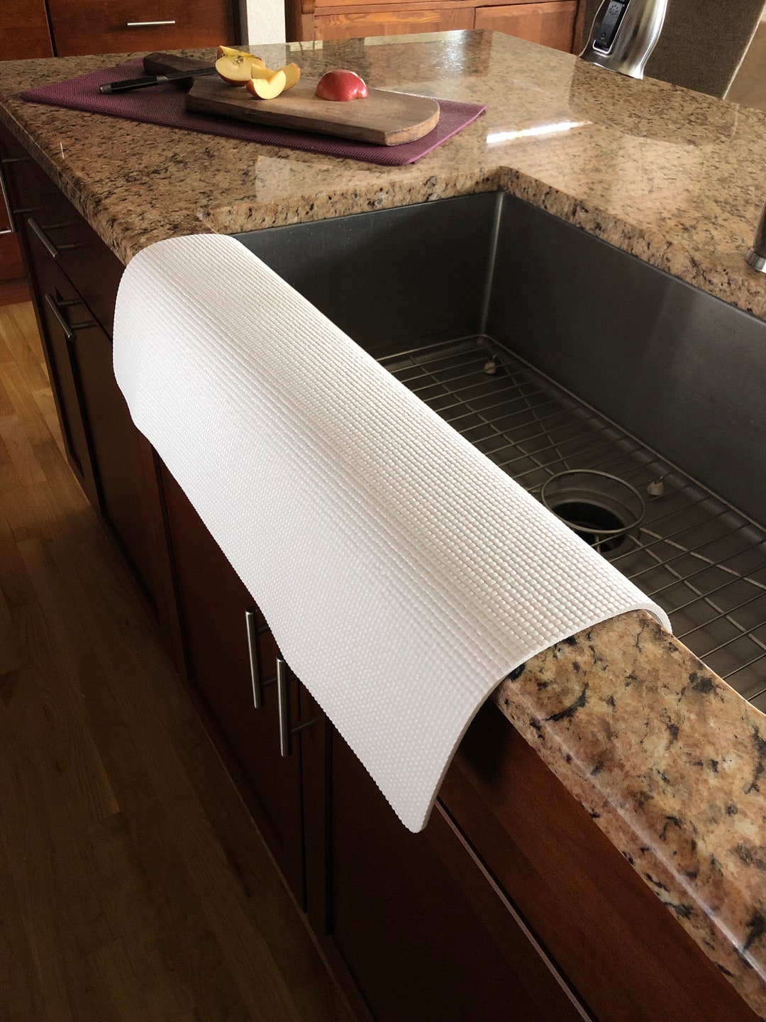White Kitchen SINK EDGE GUARD, Protects Granite From Chipping, Countertop Mat, Drip Catcher