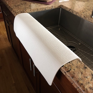 White Kitchen SINK EDGE GUARD, Protects Granite From Chipping, Countertop Mat, Drip Catcher, Water Splash Guard, 13.5 in wide x 23 in length