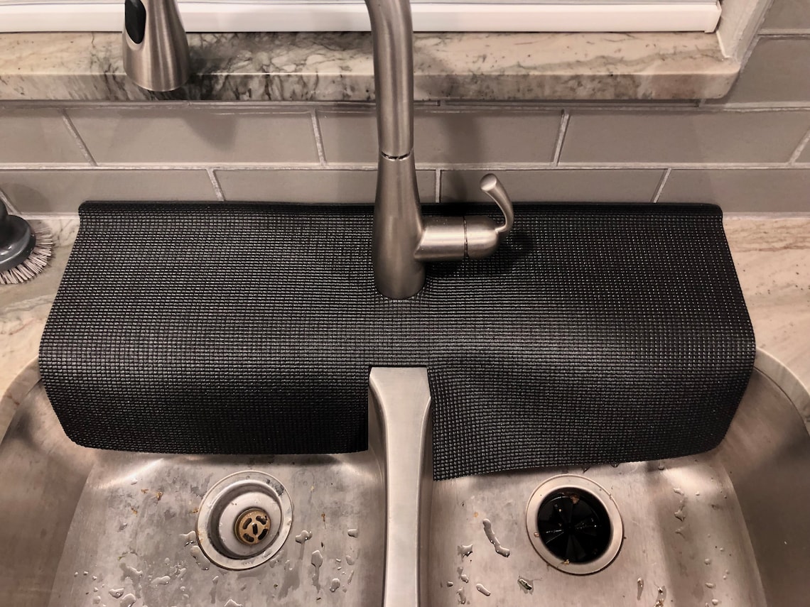 Black Double Sink FAUCET SPLASH GUARD Drip Catcher Kitchen Etsy