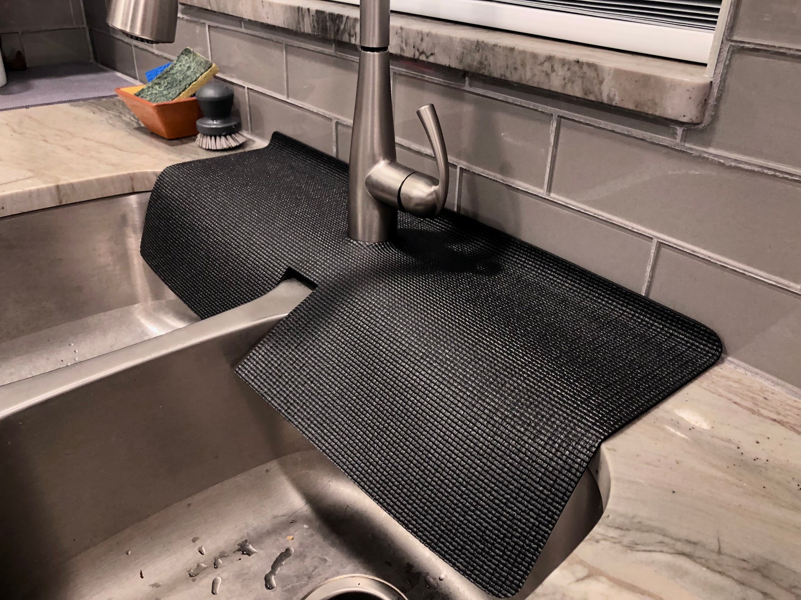 Black Double Sink FAUCET SPLASH GUARD Drip Catcher Kitchen Etsy