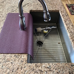 Burgundy FAUCET SPLASH GUARD, Drip Catcher, Kitchen Sink, Protects Granite from Water Damage/Chipping, 17 in W x 23 in L, patent approved