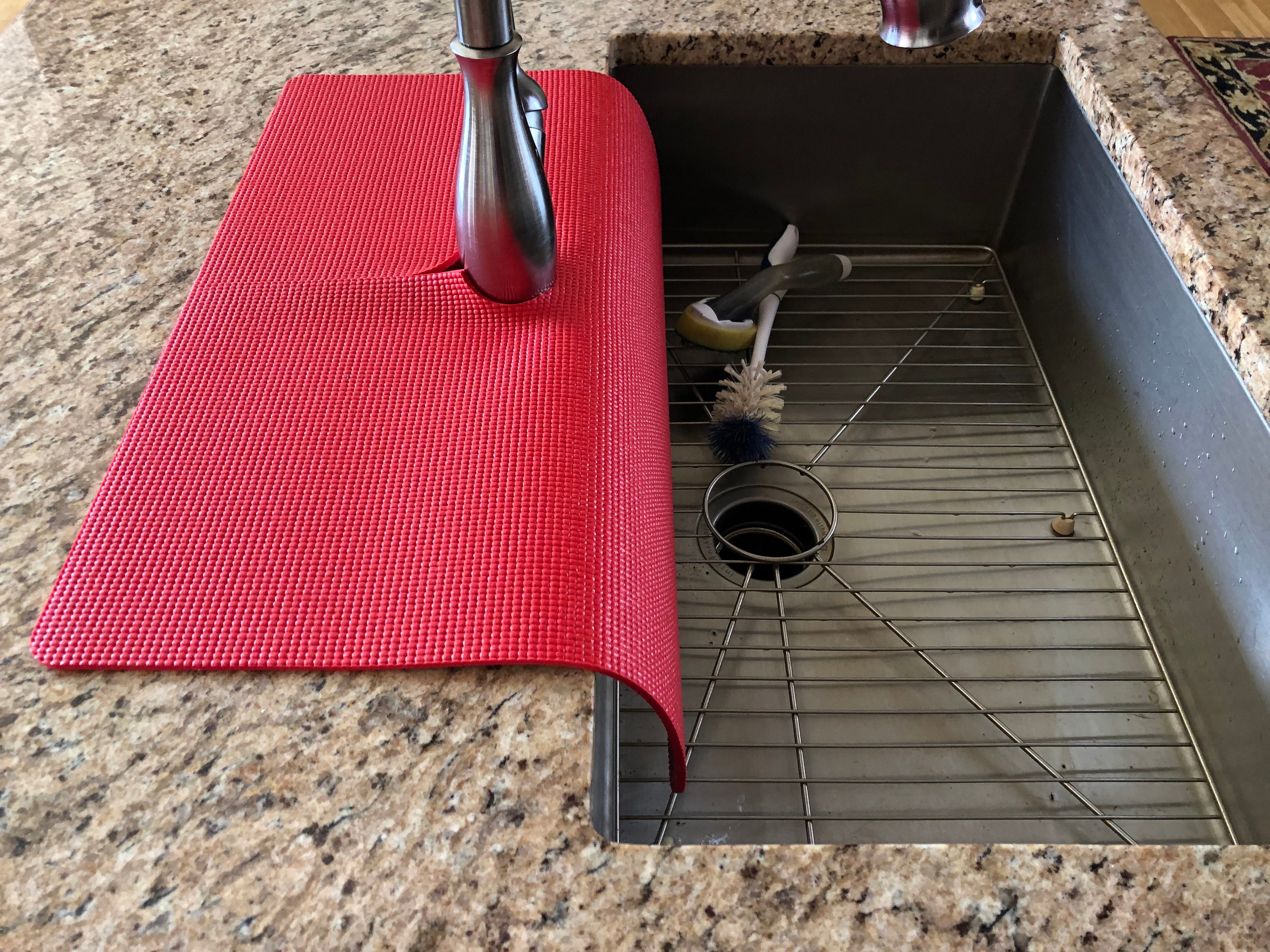 Red, FAUCET SPLASH GUARD, Drip Catcher, Kitchen Sink Protector