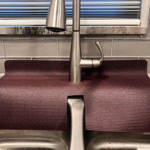 Dark Brown, Double Sink FAUCET SPLASH GUARD, Drip Catcher, Sink Edge Protection, Protects From Chipping And Water Damage