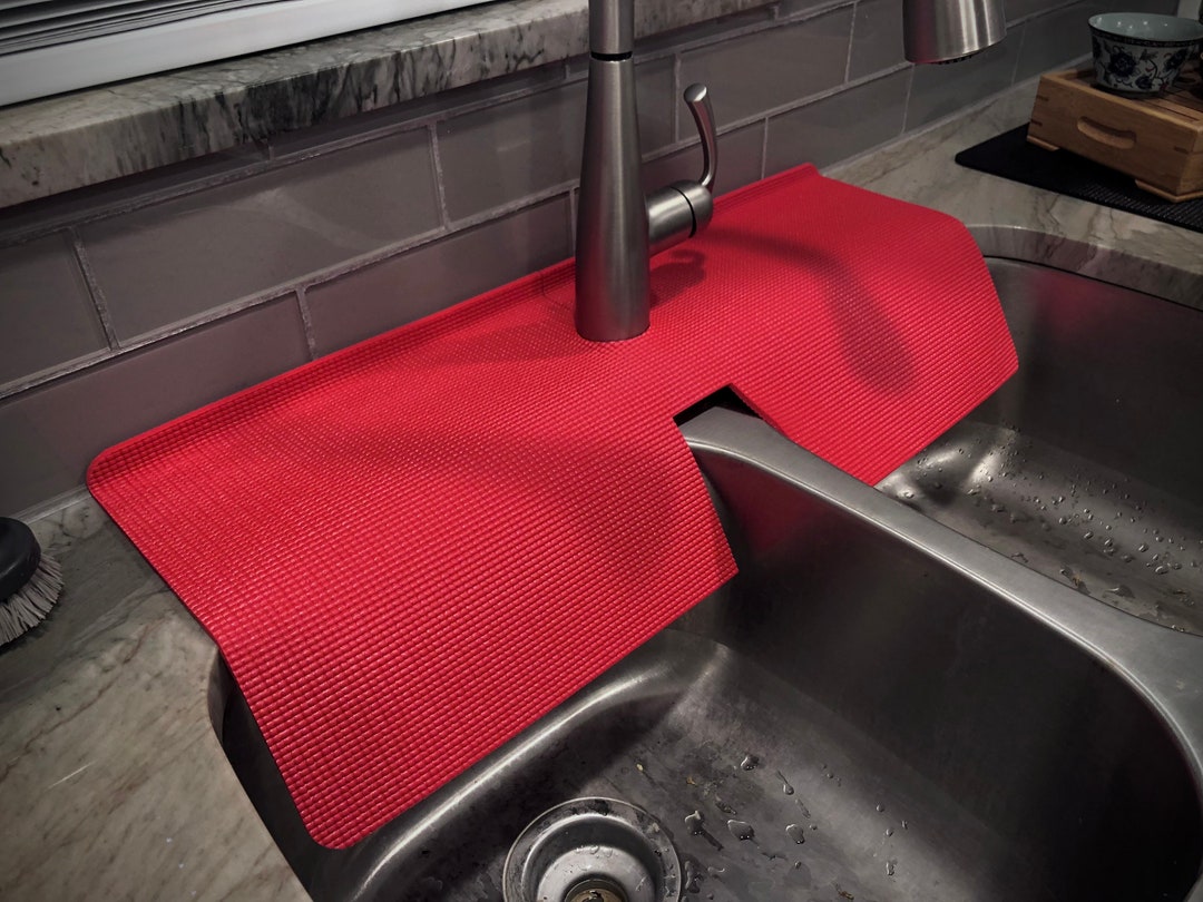Red, Double Sink FAUCET SPLASH GUARD, Drip Catcher, Water Splash