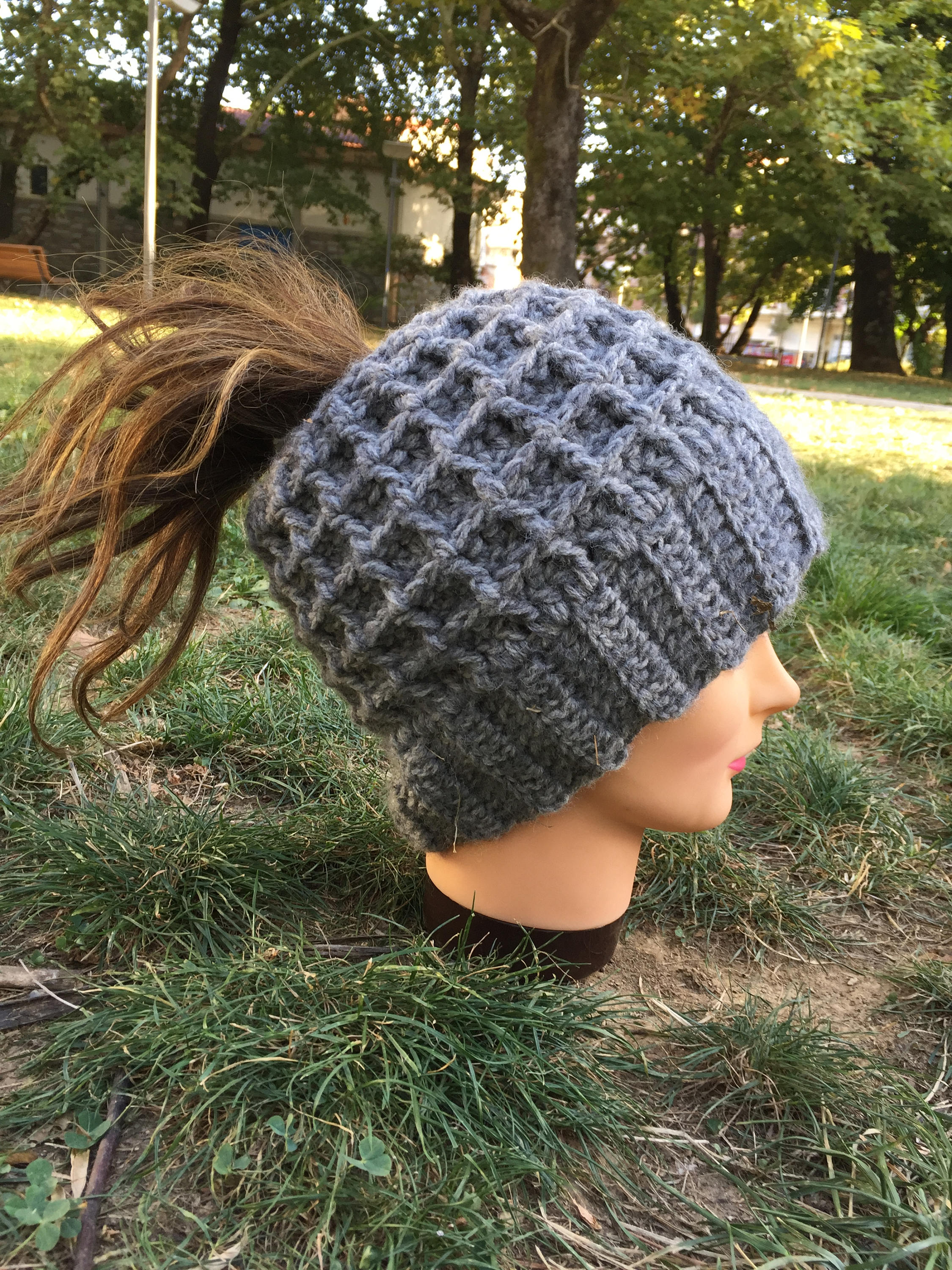 hat with hole on top for bun