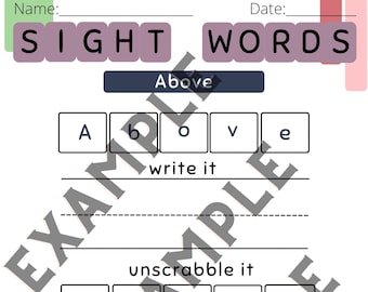 Sight words worksheets