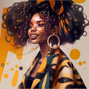 Black Woman Wall Art, Black Digital Art, African Amemrican Art, Black Woman Art, Instant Download, Printable, Planner Cover Illustration