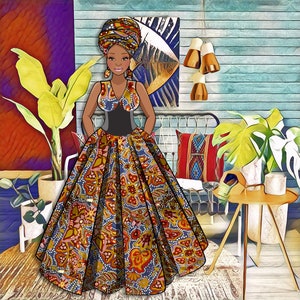 Illustrated Digital Background, Black Woman, Notebook, planner & Journal covers - JPEG format - 300dpi - Digital product