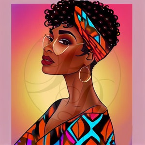 Black Woman, African American Woman, Black Art, Digital Illustration, Print on demand, Instant Download, Sublimation Graphic