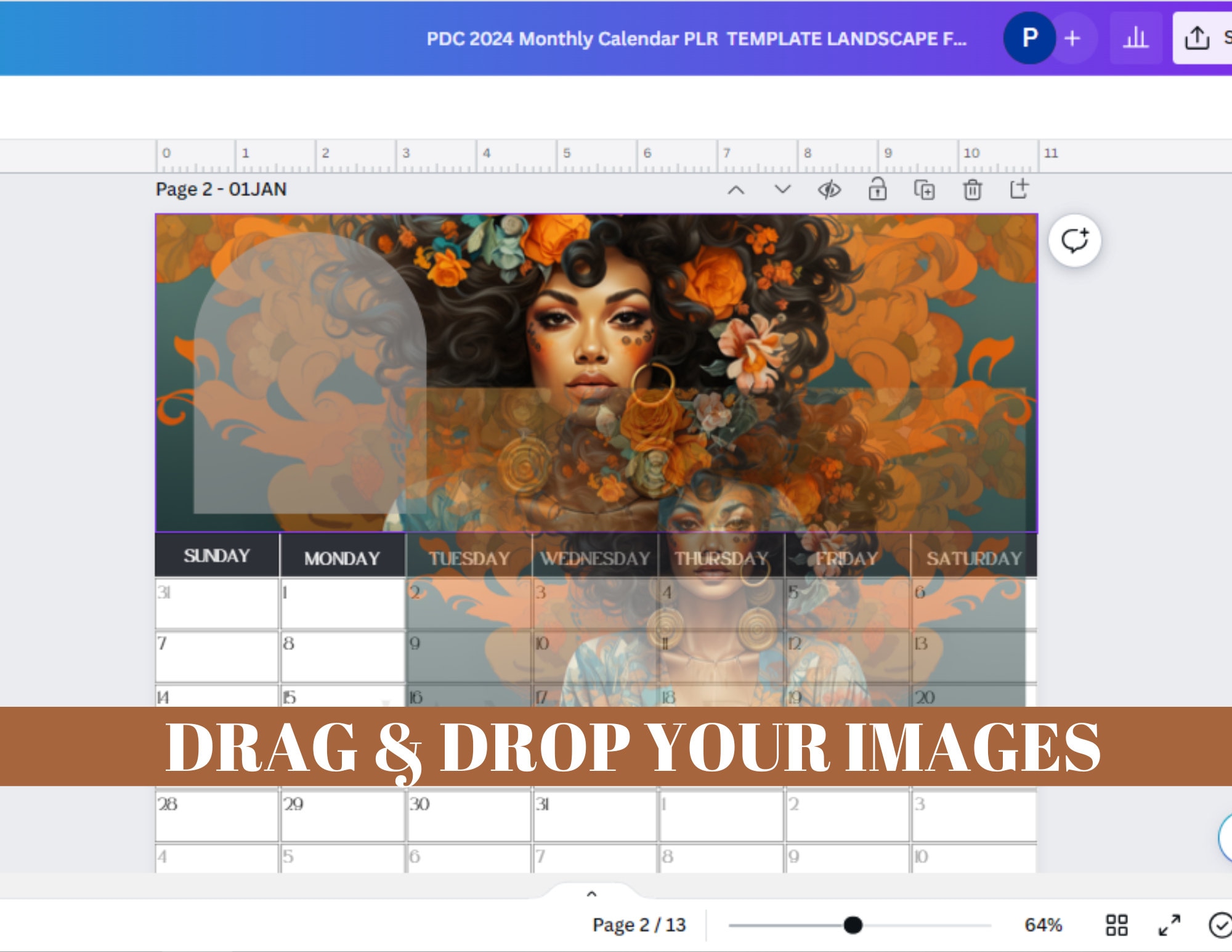 PLR 2024 Digital Calendar Template, Editable, Canva Pro, Goodnotes ...