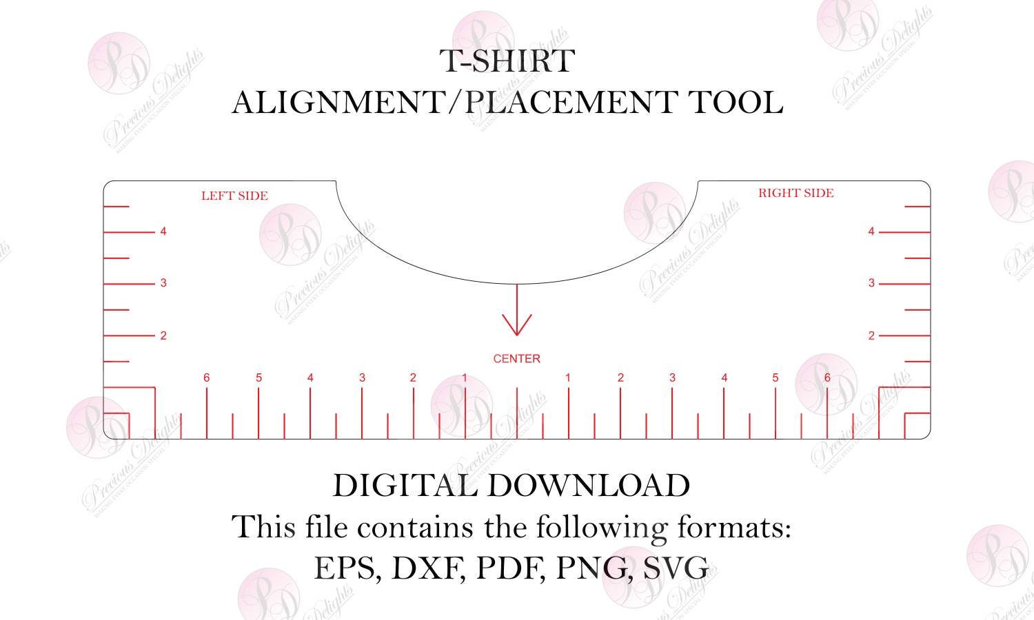 4 in 1 T-shirt Maker Alignment Guide Tool / Printable Digital Download  Curved Neckline Ruler to Help DIY T-shirts / Instant PDF Download HTV 