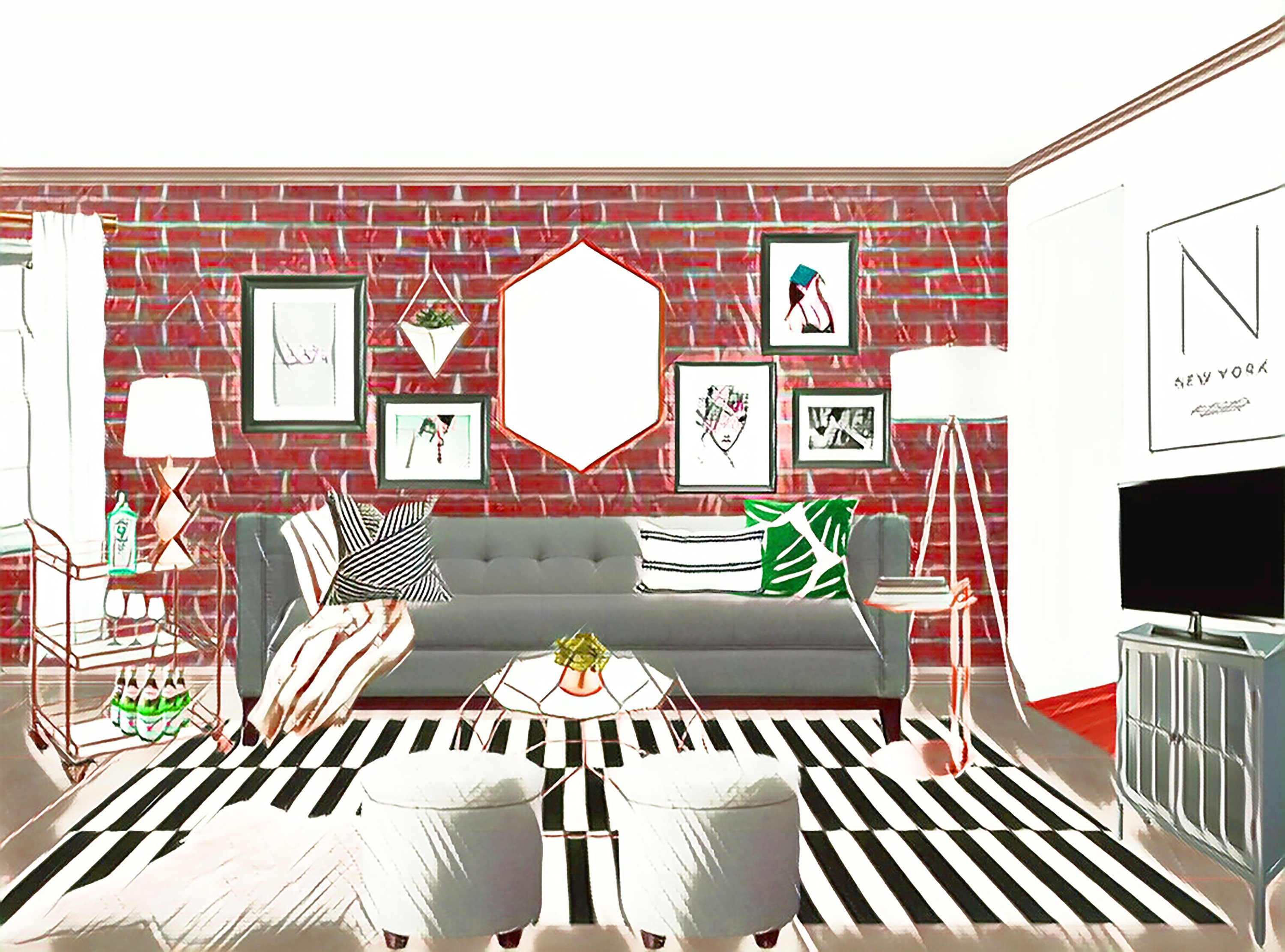 Illustrated Digital Background - Instant Download - Jpeg - Livingroom ...