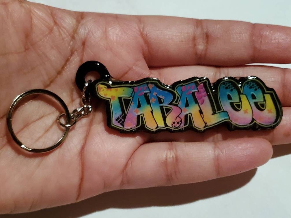 Keychain, Graffiti Cardstock Keychains, Charms, Personalized, Party