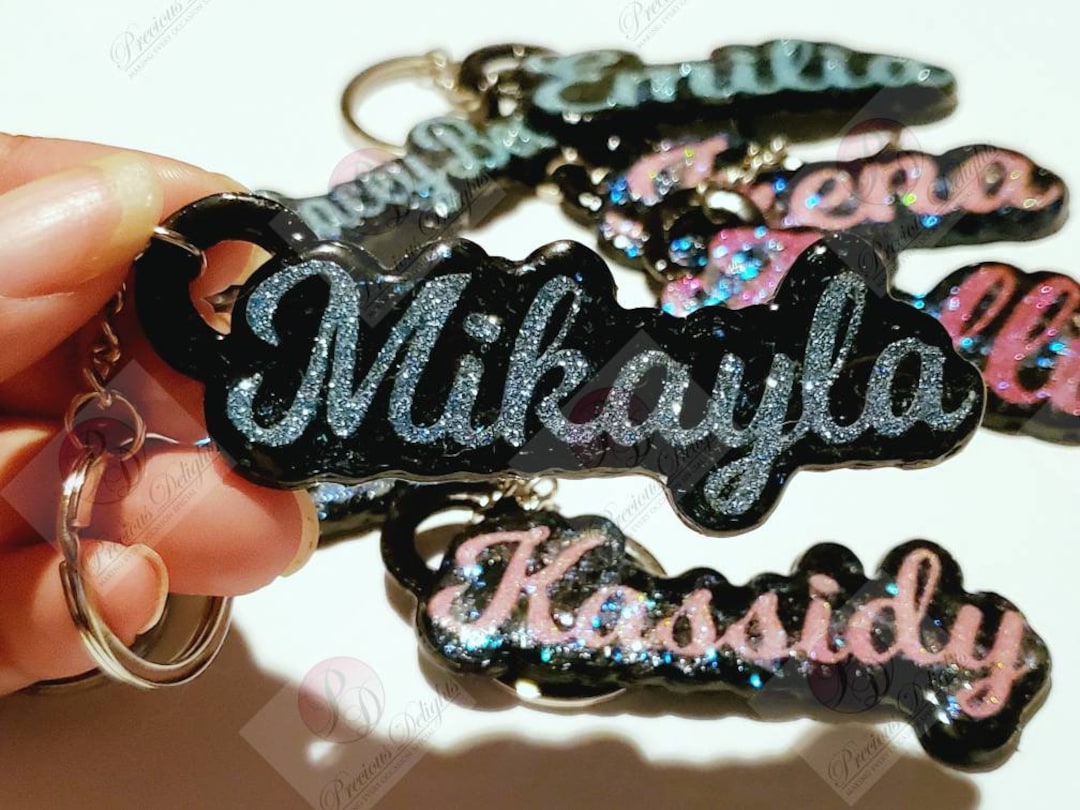 CUSTOM Glitter Cardstock Keychains UV Resin Keepsake Party Favors Thank