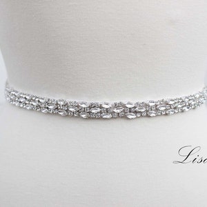LISALI Thin Wedding Belt, Rhinestone Belt , Bridesmaid Belt, Bridal Belt Sash ,  Crystal Belt,  Wedding Dress Belt
