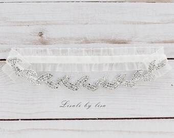 LISALI Crystal Wedding Garter,  Wedding Garter Silver , Bridal Garter  Crystal Bridal Garter, Wedding Garter, Wedding Garter