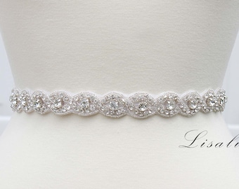 LISALI Rhinestone Bridal Belt, Bridal Belt Sash, Crystal Bridal Belt, Wedding Belt,  Bridesmaids Sash, Wedding Dress Belts