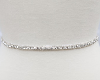 LISALI Thin Wedding Belt, Rhinestone Belt , Bridal Belt Sash ,  Crystal Belt, Bridesmaid Belt, Wedding Dress Belt