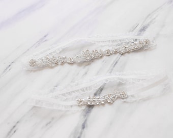 LISALI Bridal Garter white, Wedding Garter Set，Bridal Garter set, Crystal Bridal Garter, Wedding Garter