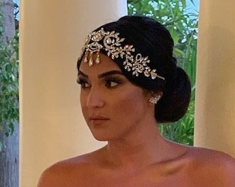 LISALI Sparkly Silver Gold Rhinestone Flapper Gatsby Headband,  Wedding Crystal Headband Headpiece, Bridal Headpiece, 1920s Flapper headband