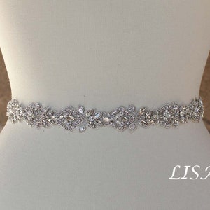 LISALI Bridal Belt Sash, Rhinestone Belt, Wedding Dress Belt , Crystal Bridal Belt, Thin Wedding Belt, Bridal Belt, Bridal Belt Clasp image 2