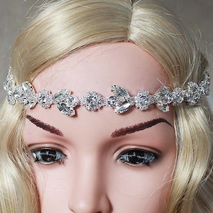 LISALI 1920s Headpiece, Rhinestone Bridal Headband,  Long Bridal Headband, Crystal Headpiece, WeddingGreat Gatsby Rhinestone flapper