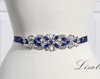 LISALI Bridal Belt Blue Wedding Belt 