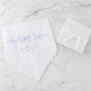 LISALI embroidered wedding handkerchief, custom handkerchief, mother of the bride gift, happy tears handkerchief