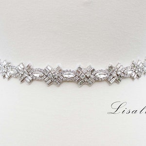 LISALI Sparkly Rhinestone Belt, Crystal Bridal Belt, Bridal Belt Sash, Wedding Belt, Wedding Dress Belts Crystal Silver Clasp