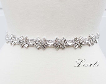 LISALI Sparkly Rhinestone Belt, Crystal Bridal Belt, Bridal Belt Sash, Wedding Belt, Wedding Dress Belts Crystal Silver Clasp