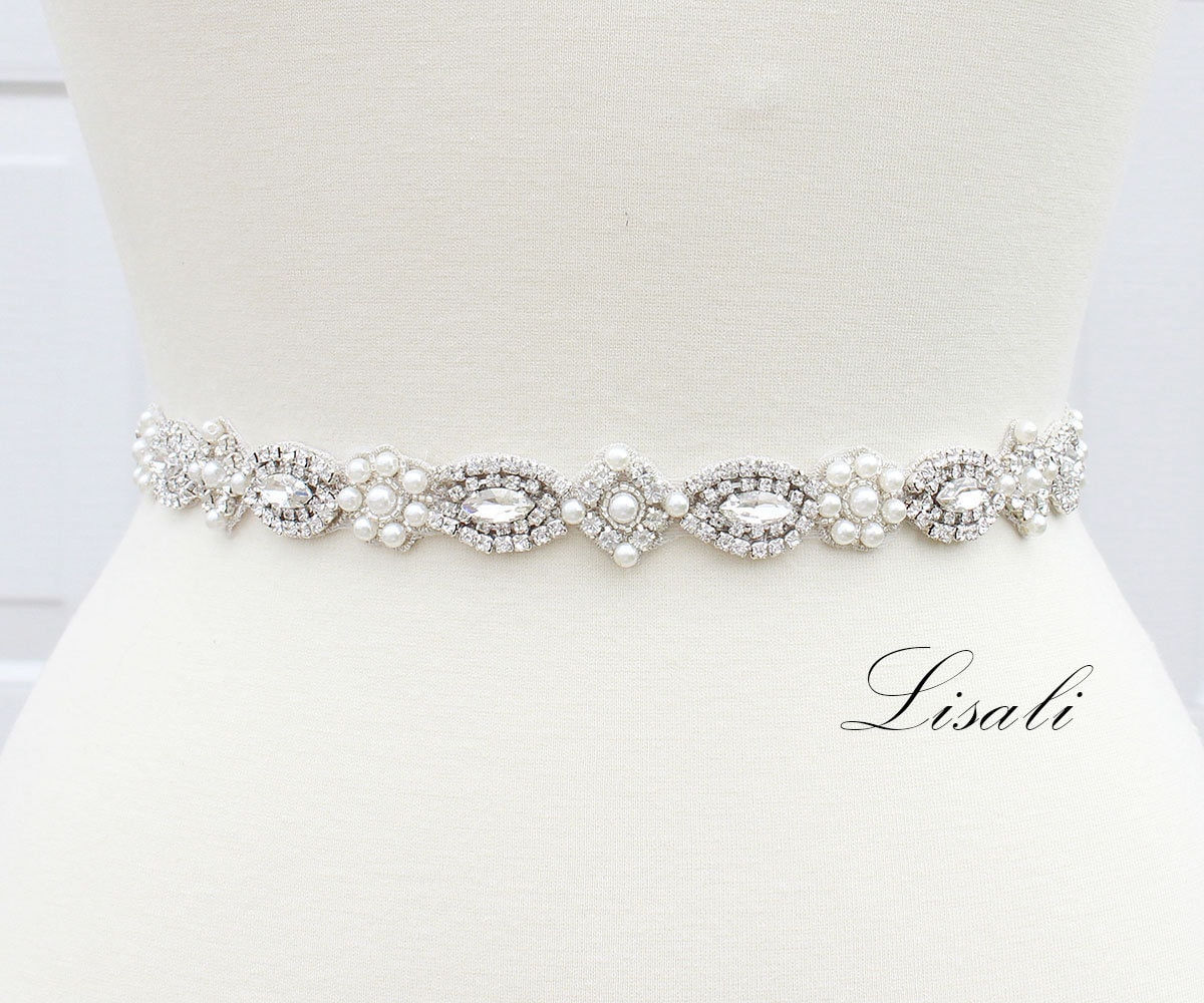 LISALI Bridal Belt Pearl Wedding Belt 