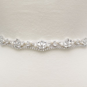 LISALI Skinny Wedding Dress Belt, Bridal Sash,  Crystal Luxury Bridal Belt,  Rhinestone Sash,  Bridesmaid Belt, Wedding Belt Silver