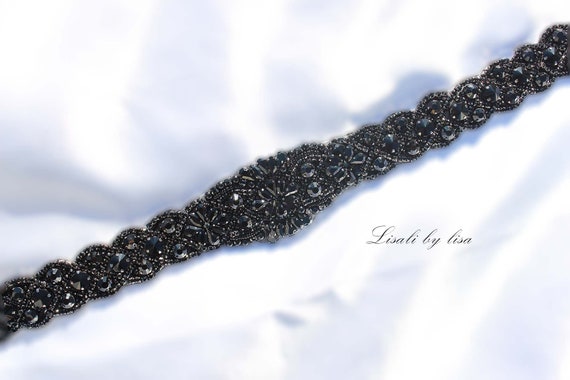 LISALI Rhinestone Belt Black Black 