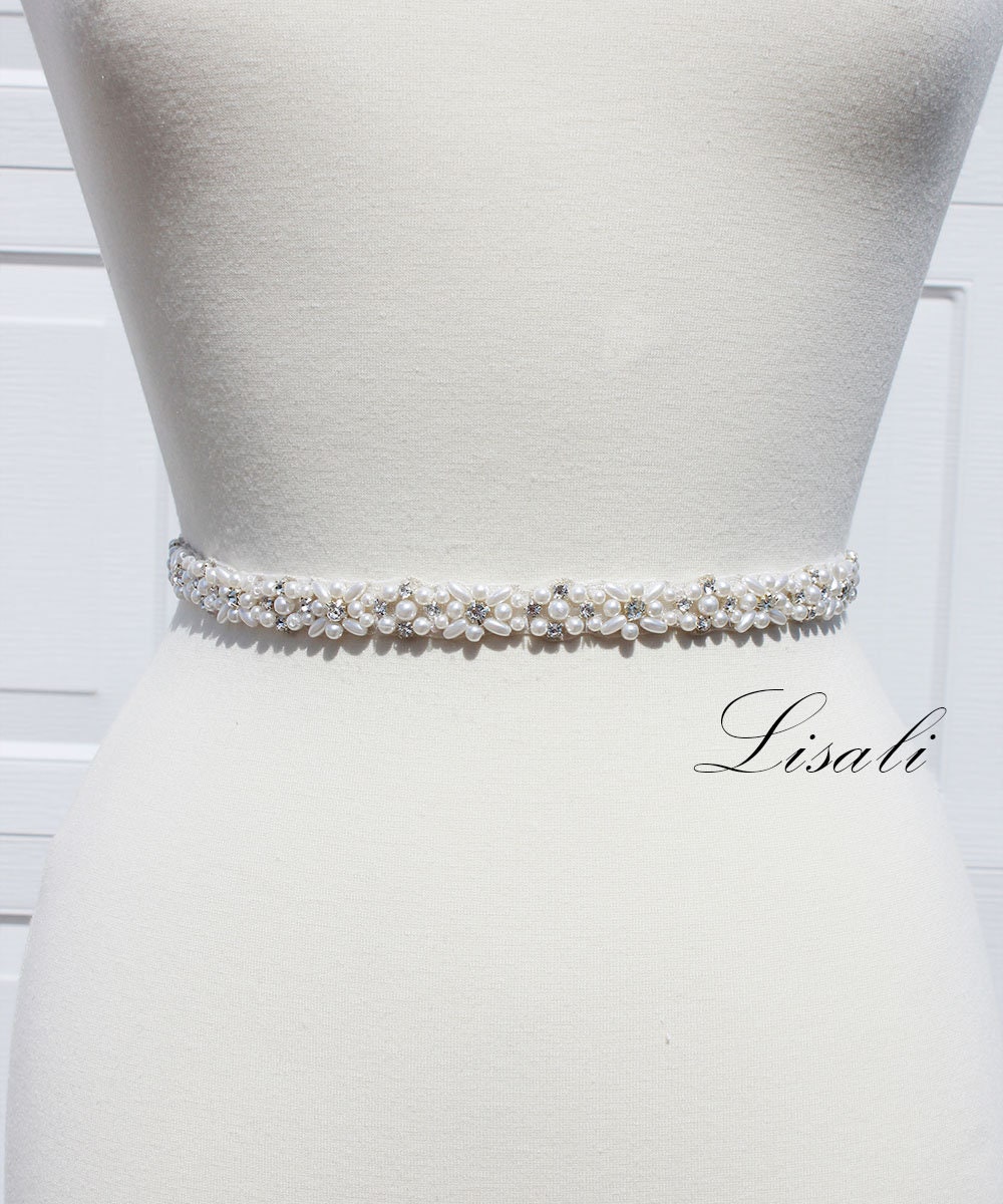 LISALI Pearl Bridal Belt Bridesmaid Dress Belt thin Bridal - Etsy