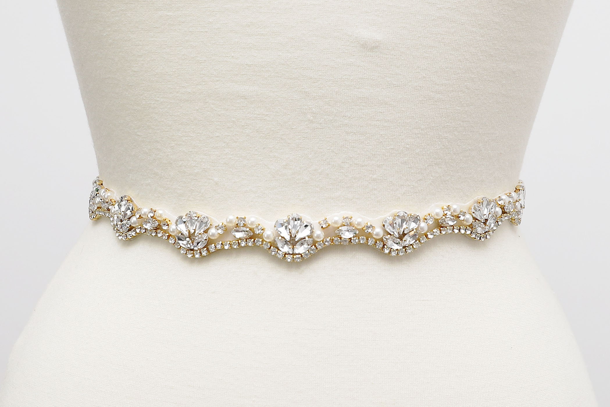 Gold Rhinestone Stretch Belt - Etsy