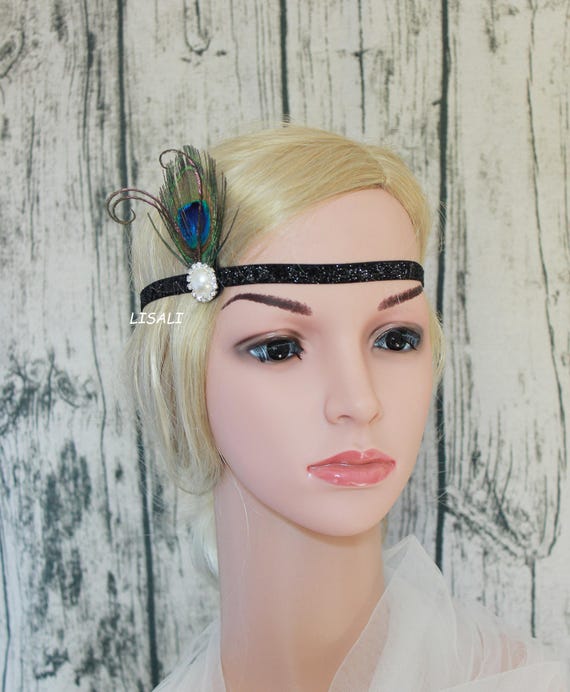 LISALI 1920s Headpiece Peacock 1920s 
