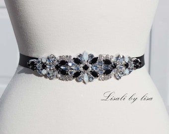 LISALI Rhinestone Belt Black Wedding Belt Bridal Belt - Etsy Singapore