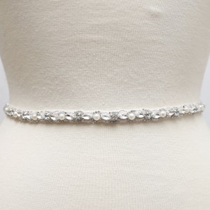 LISALI Thin Wedding Belt, Pearl and Rhinestone Belt , Bridal Belt Sash ,  Crystal Belt, Bridesmaid Belt, Wedding Dress Belt New