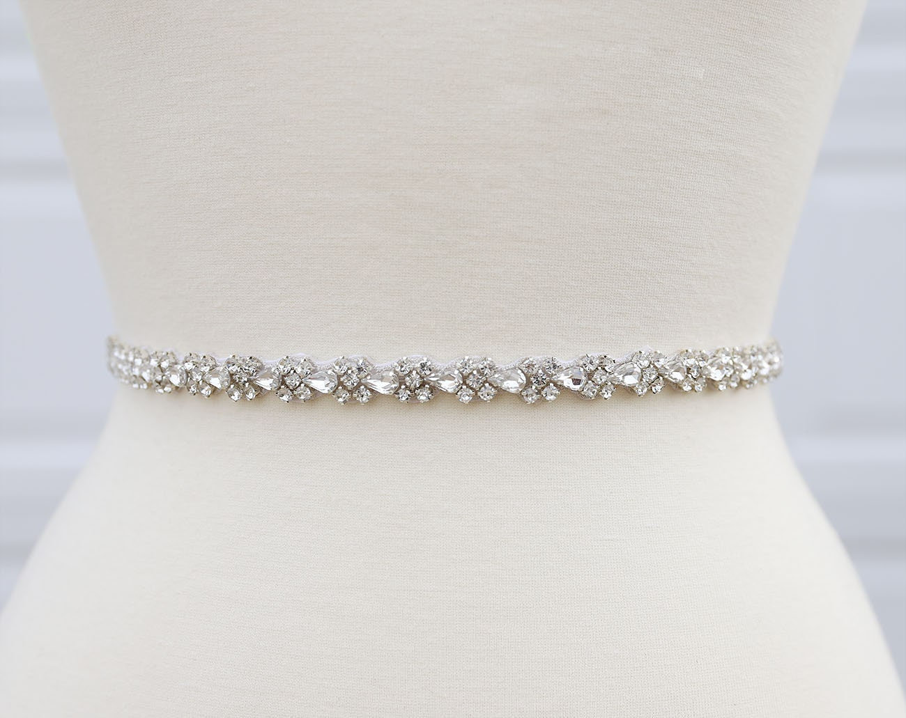 LISALI Thin Wedding Belt, Rhinestone Belt Silver, Bridal Belt Sash Pearl,  Crystal Belt, Bridesmaid Belt, Wedding Dress Belt-Sliver
